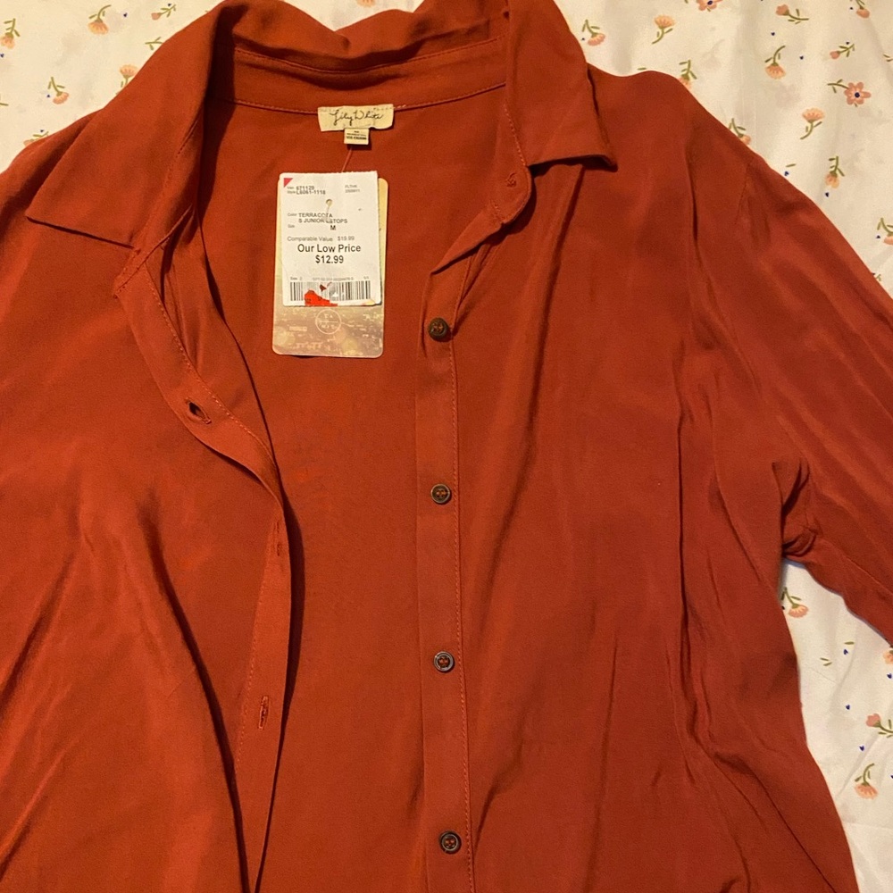 Red/Burnt Orange Button Up